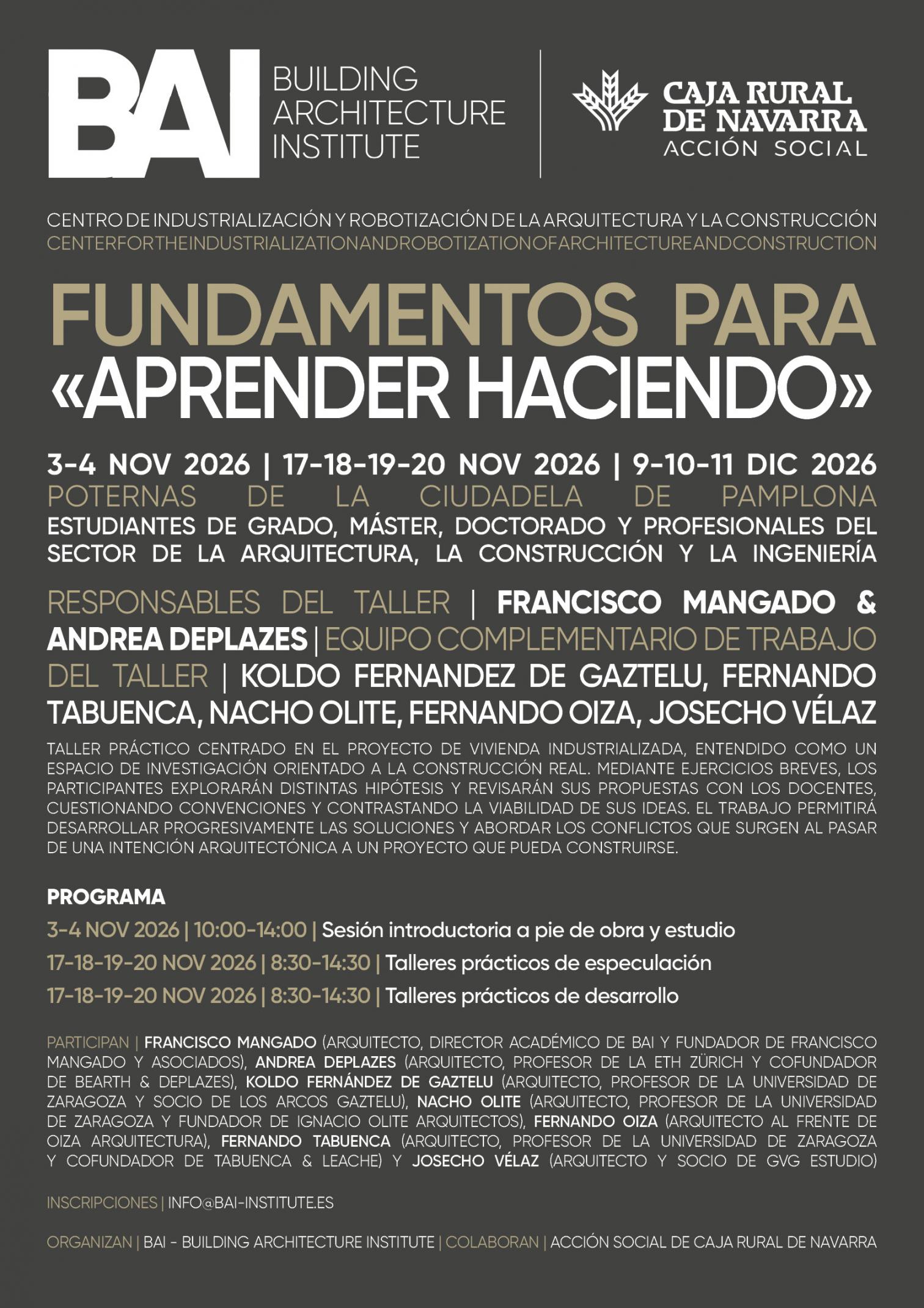 Fundamentos para «aprender haciendo»: un taller de BAI sobre proyecto, construcción y vivienda industrializada