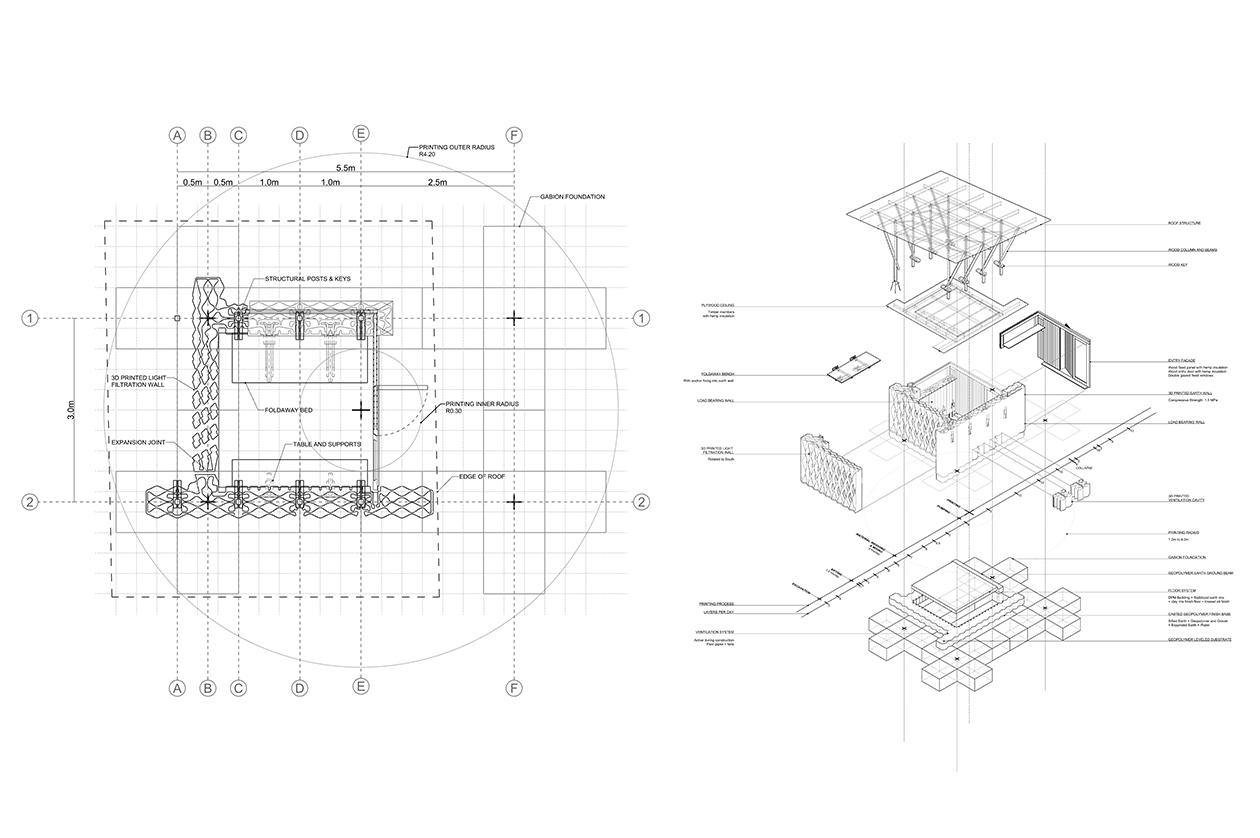 Prototipo de vivienda realizada con tierra y una impresora 3D